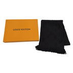 Louis Vuitton Echarpe Logo Mania Silk Blend Anthracite Monogram Scarf Black