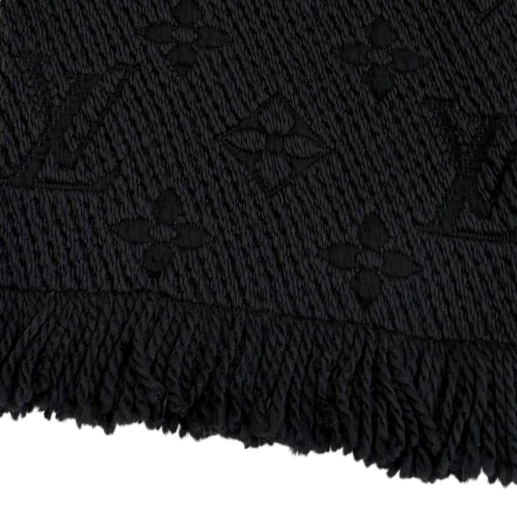 Louis Vuitton Echarpe Logo Mania Silk Blend Anthracite Monogram Scarf Black