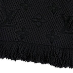 Louis Vuitton Echarpe Logo Mania Silk Blend Anthracite Monogram Scarf Black