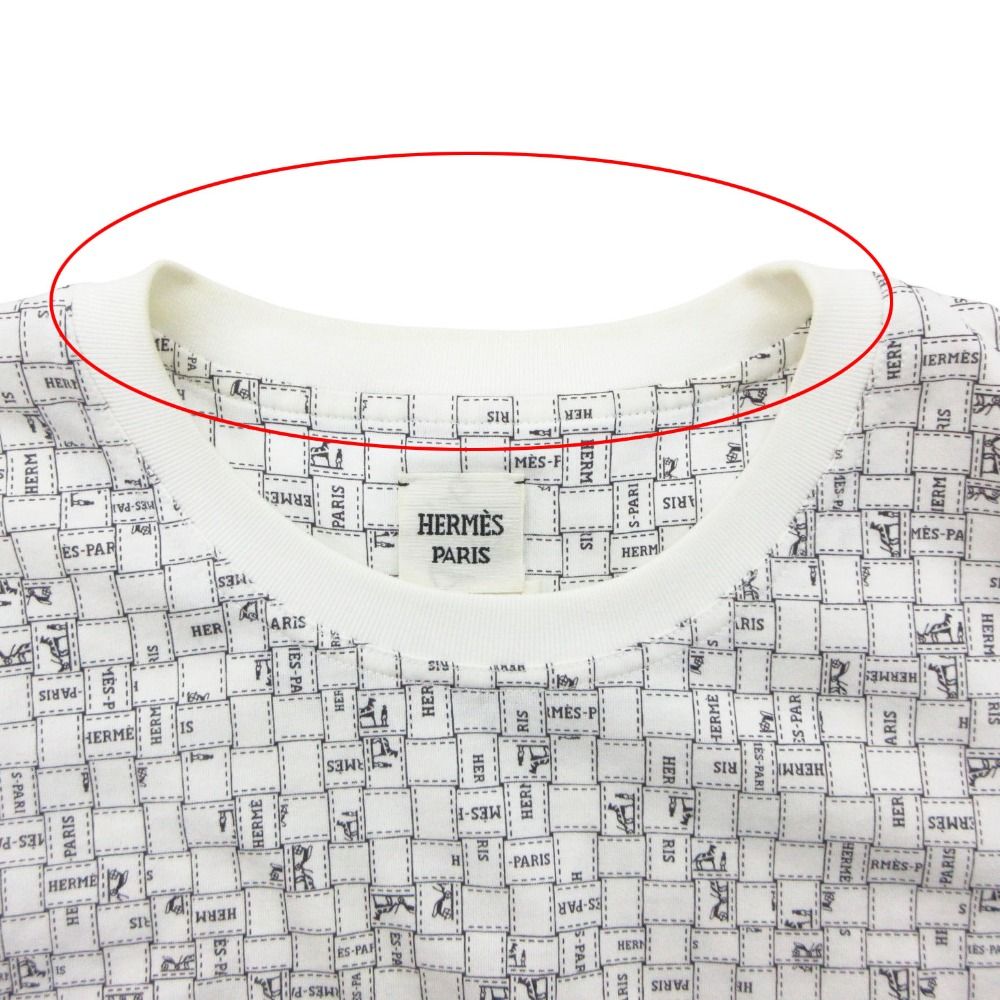 Hermes Short Sleeve T-Shirt Bolduc Check Top White — view 4