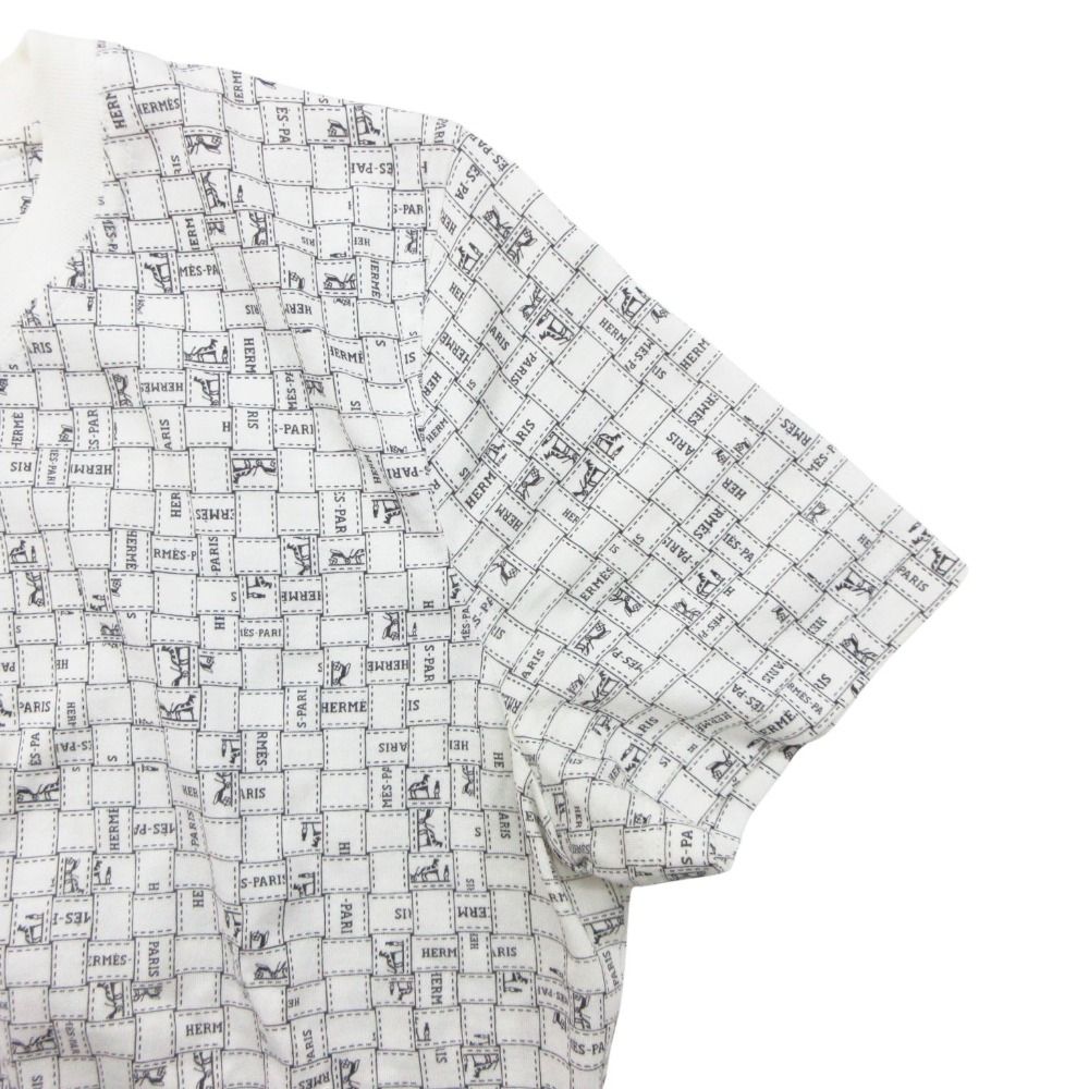 Hermes Short Sleeve T-Shirt Bolduc Check Top White — view 6