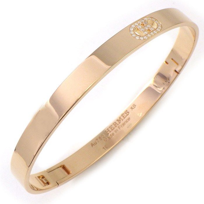Hermes Bangle D'ancre PM XS 27 Points Diamond Total 18k Pink Gold Bracelet