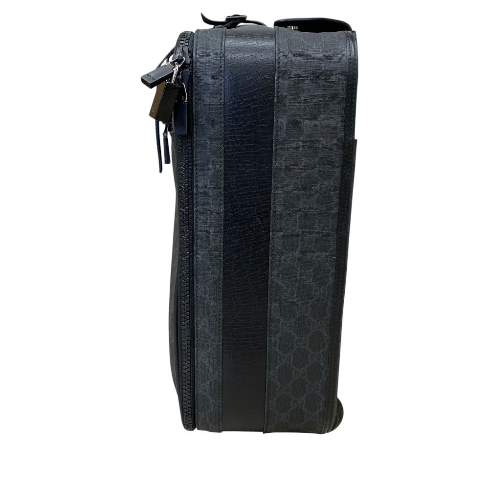 Gucci GG Supreme Travel Bag Carry Case Trolley Leather Black Gray Fine Daily — view 2