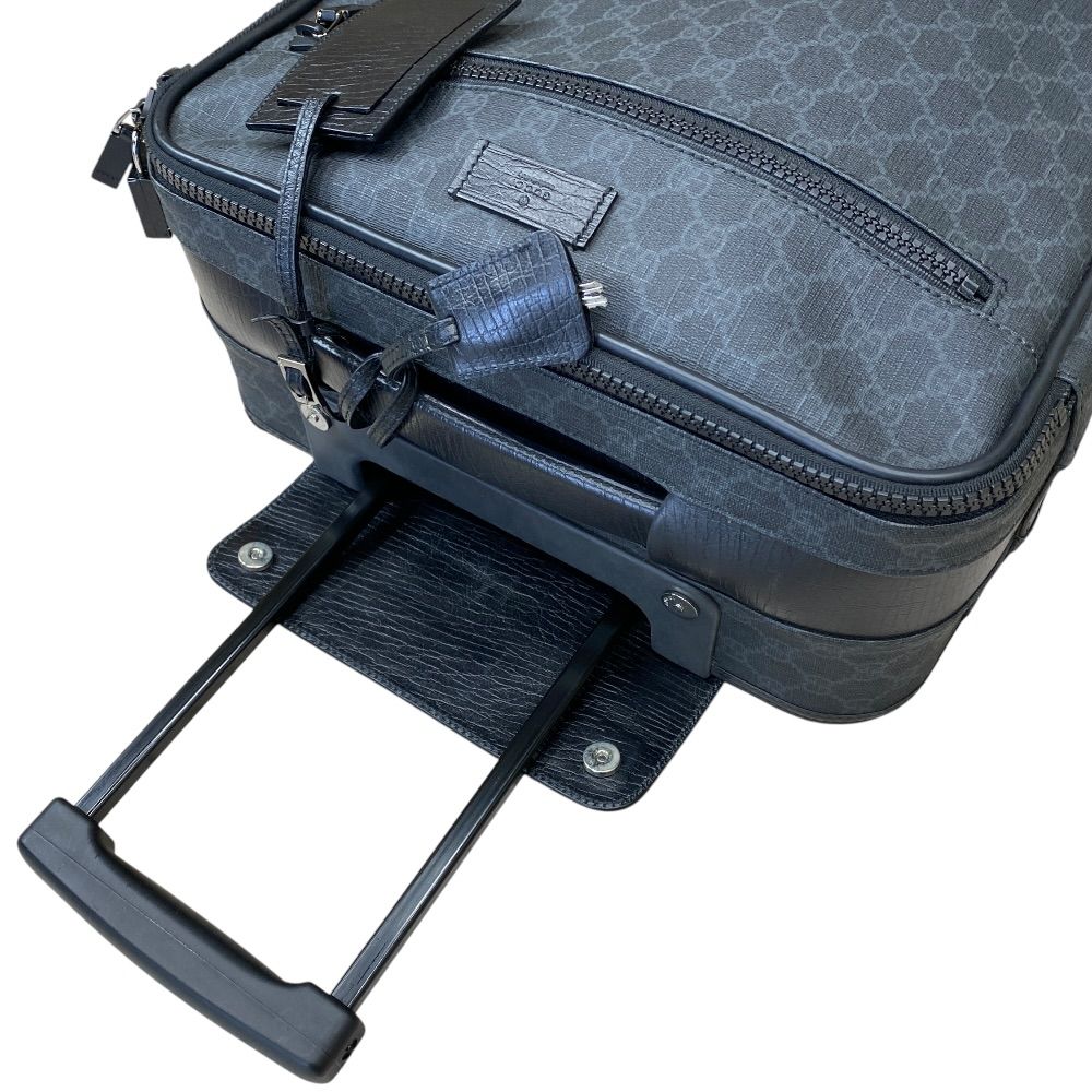 Gucci GG Supreme Travel Bag Carry Case Trolley Leather Black Gray Fine Daily — view 5