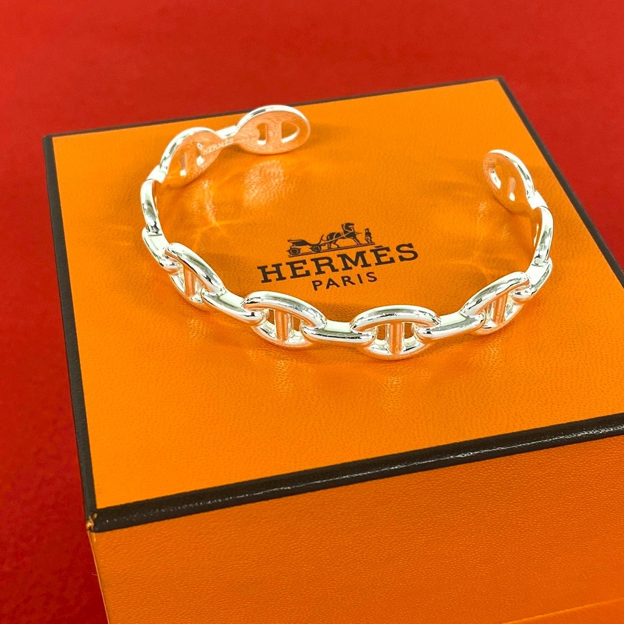Hermes Included Enchainee Bangle 925 Sterling Silver Bracelet