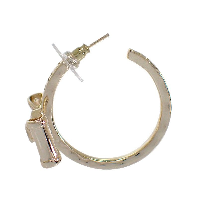Chanel Ribbon Hoop CC Logo Earrings Metal Gold — view 8