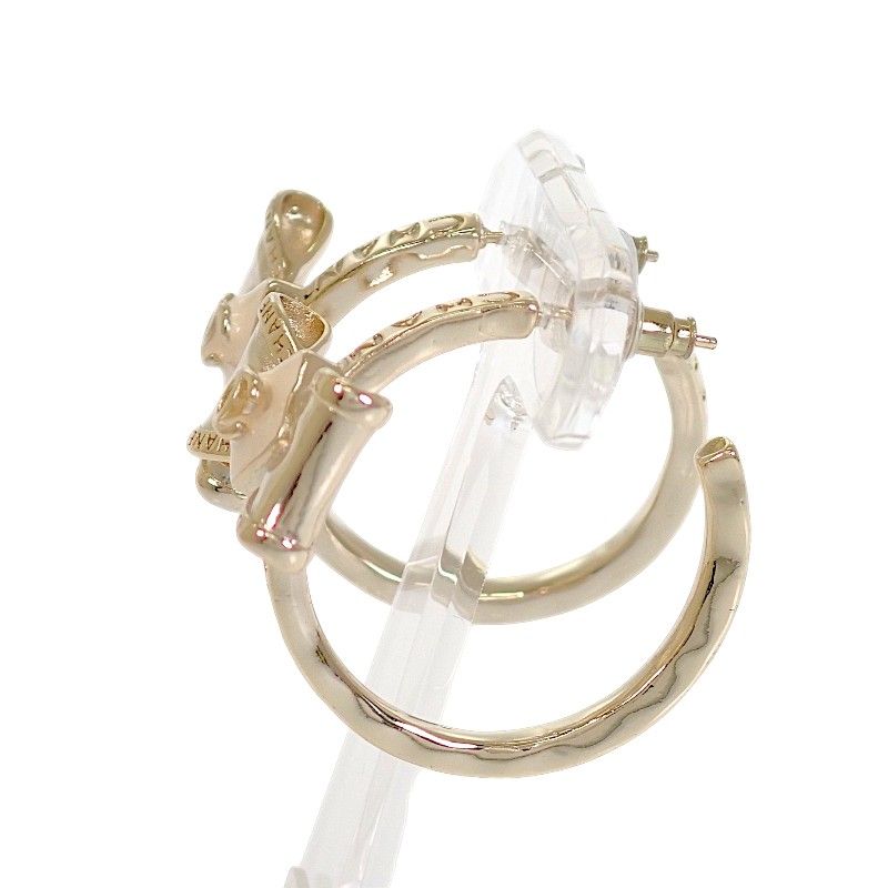Chanel Ribbon Hoop CC Logo Earrings Metal Gold — view 2