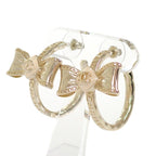 Chanel Ribbon Hoop CC Logo Earrings Metal Gold — view 3