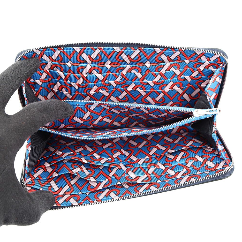 Hermes Wallet Azap Long Silk in Blue Nuit Silver