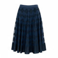 Chanel Polka Dot Knit Flare Skirt CC Logo 34 Navy