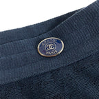 Chanel Polka Dot Knit Flare Skirt CC Logo 34 Navy — view 6