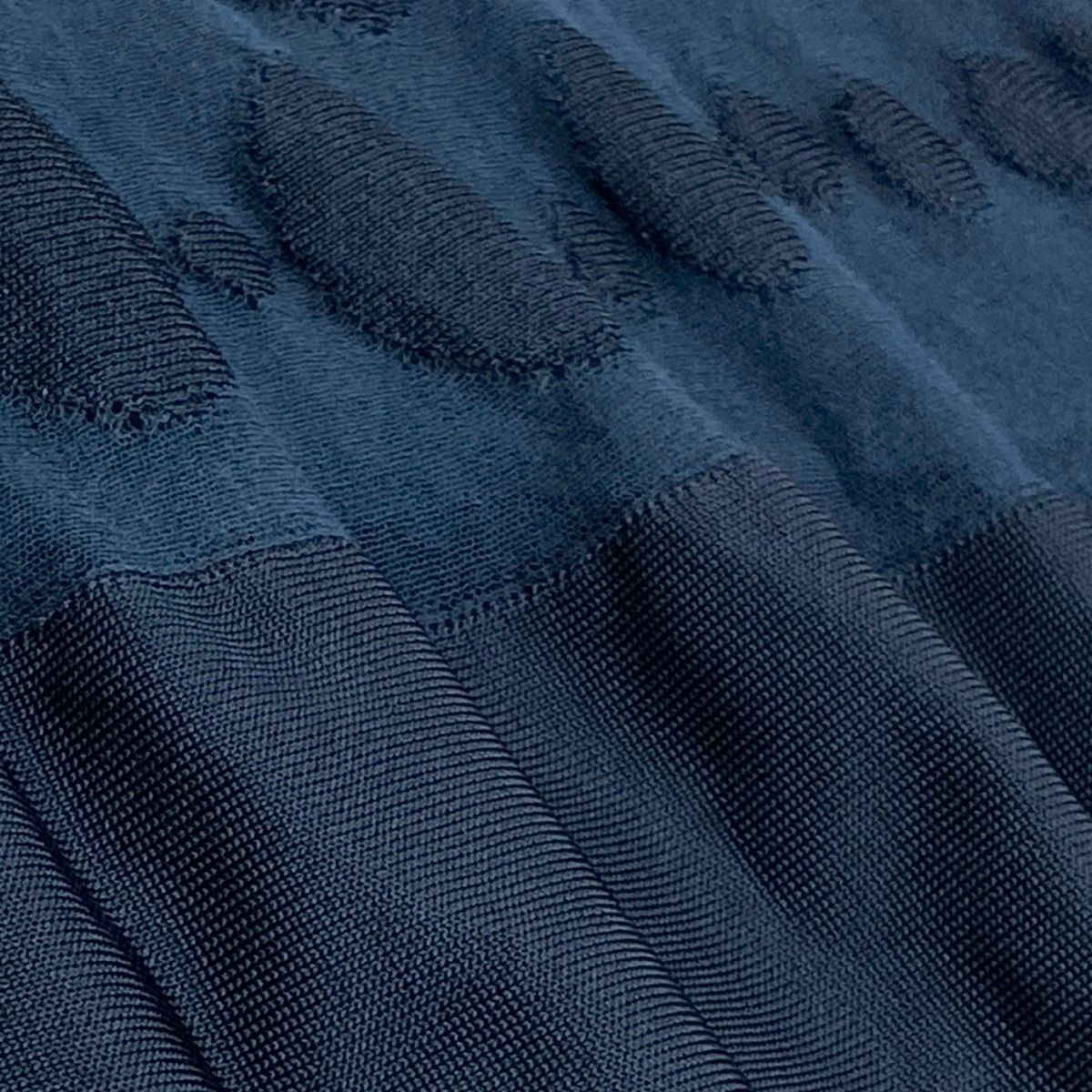 Chanel Polka Dot Knit Flare Skirt CC Logo 34 Navy — view 7