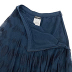 Chanel Polka Dot Knit Flare Skirt CC Logo 34 Navy — view 4