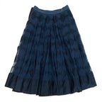 Chanel Polka Dot Knit Flare Skirt CC Logo 34 Navy — view 2