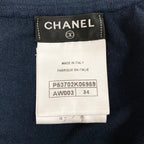 Chanel Polka Dot Knit Flare Skirt CC Logo 34 Navy — view 8