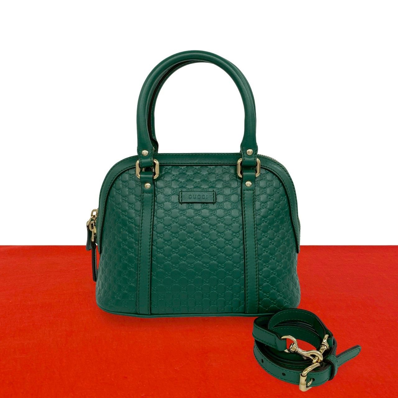 Gucci Micro Guccissima Leather 2-Way Shoulder Bag Mini Green