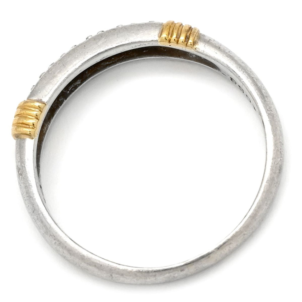 Dior Ring Diamond Combination Single Letter Yellow Gold Platinum Silver 53 18k