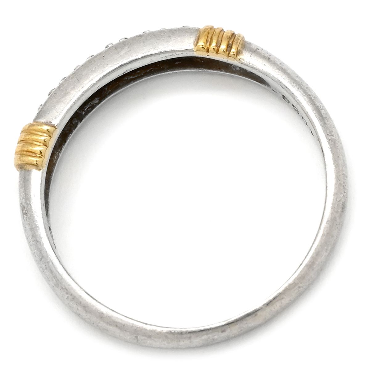 Dior Ring Diamond Combination Single Letter Yellow Gold Platinum Silver 53 18k