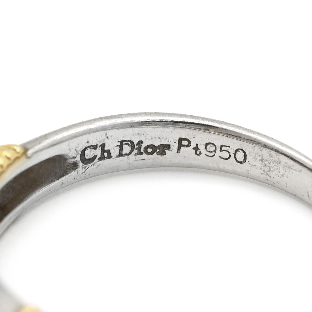 Dior Ring Diamond Combination Single Letter Yellow Gold Platinum Silver 53 18k