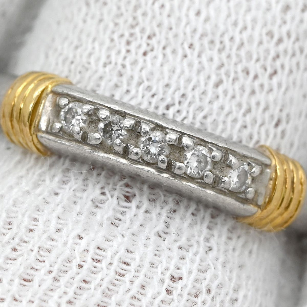 Dior Ring Diamond Combination Single Letter Yellow Gold Platinum Silver 53 18k