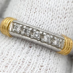 Dior Ring Diamond Combination Single Letter Yellow Gold Platinum Silver 53 18k