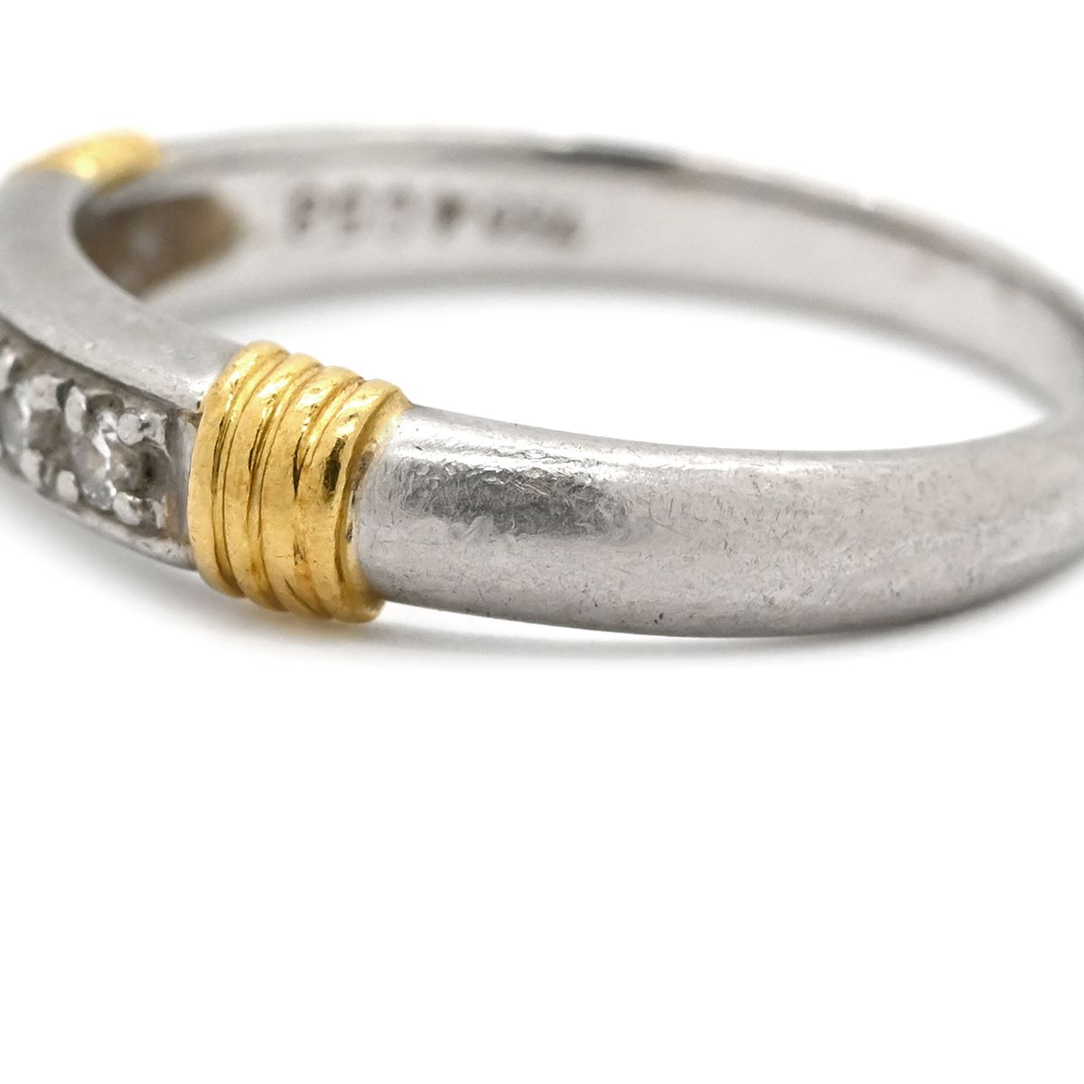 Dior Ring Diamond Combination Single Letter Yellow Gold Platinum Silver 53 18k