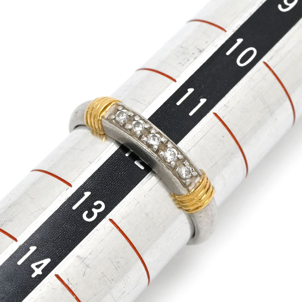 Dior Ring Diamond Combination Single Letter Yellow Gold Platinum Silver 53 18k