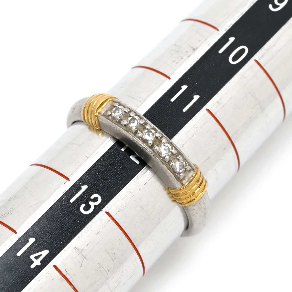 Dior Ring Diamond Combination Single Letter Yellow Gold Platinum Silver 53 18k