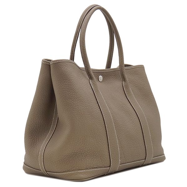 Hermes Tote Bag Garden Party PM 36 Negonda Etoupe Silver Gray Leather
