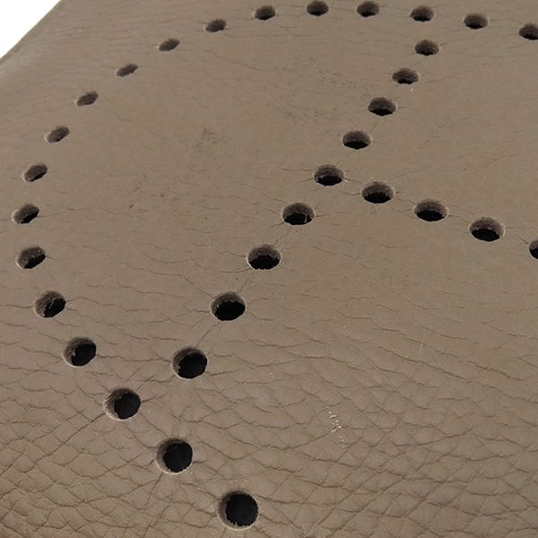 Hermes Shoulder Bag Evelyne 3 GM Taurillon Clemence Etoupe Silver Gray
