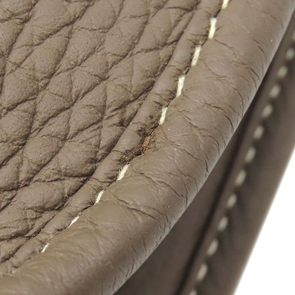 Hermes Shoulder Bag Evelyne 3 GM Taurillon Clemence Etoupe Silver Gray
