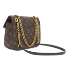 Louis Vuitton Shoulder Bag Passy Monogram Canvas Leather Gold Brown Bordeaux