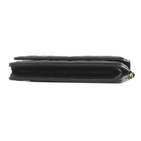 Chanel Chain Wallet Quilted Shoulder Bag Caviar Leather Black Gold