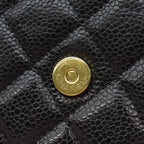 Chanel Chain Wallet Quilted Shoulder Bag Caviar Leather Black Gold