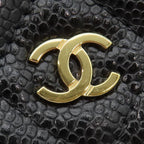 Chanel Chain Wallet Quilted Shoulder Bag Caviar Leather Black Gold