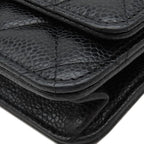 Chanel Chain Wallet Quilted Shoulder Bag Caviar Leather Black Gold