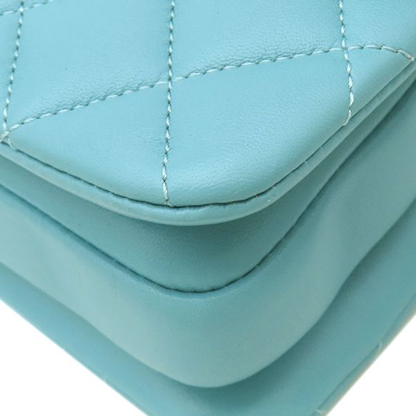 Chanel Shoulder Bag Trendy CC Mini Top Handle Lambskin Light Blue Gold Light CC