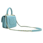 Chanel Shoulder Bag Trendy CC Mini Top Handle Lambskin Light Blue Gold Light CC