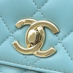 Chanel Shoulder Bag Trendy CC Mini Top Handle Lambskin Light Blue Gold Light CC