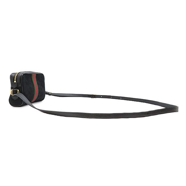 Gucci Shoulder Bag Ophidia Small Pochette Suede Black Gold Sherry Line