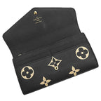 Louis Vuitton Wallet Portefeuille Sarah Monogram Empreinte Black Beige Gold