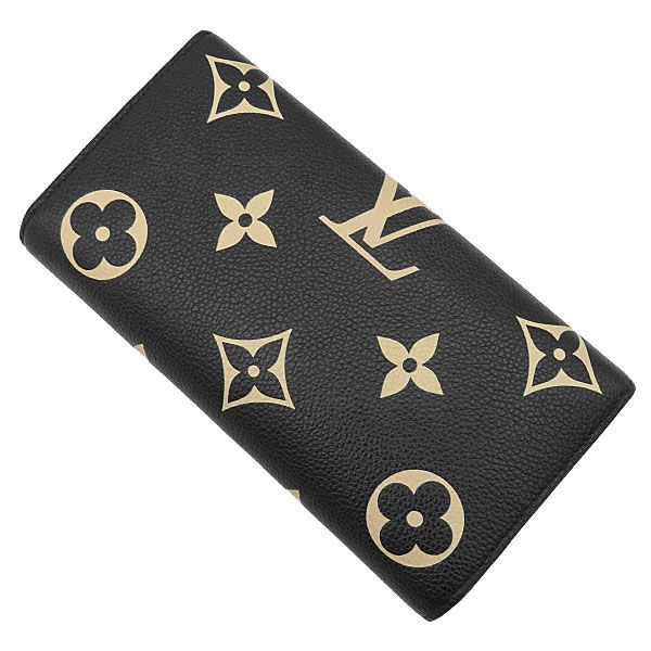 Louis Vuitton Wallet Portefeuille Sarah Monogram Empreinte Black Beige Gold