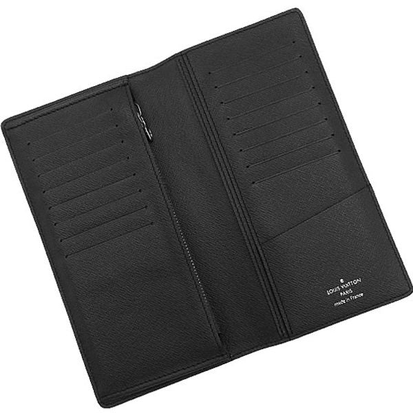 Louis Vuitton Wallet Portefeuille Brazza Taiga Black Silver Bifold