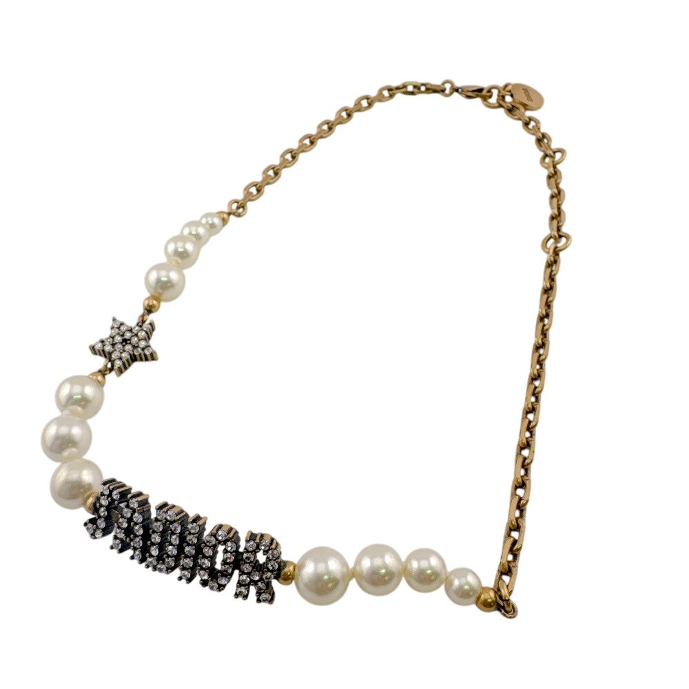 Dior Rhinestone Pearl Necklace