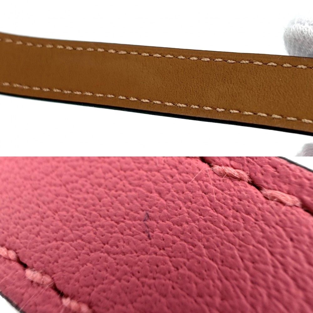 Hermes Bracelet Mini Kelly Double Tour Bangle Leather Pink Gold — view 4