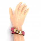 Hermes Bracelet Mini Kelly Double Tour Bangle Leather Pink Gold — view 2