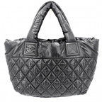 Chanel Handbag Coco Cocoon PM Reversible Tote CC Logo Quilted Nylon Black — view 2