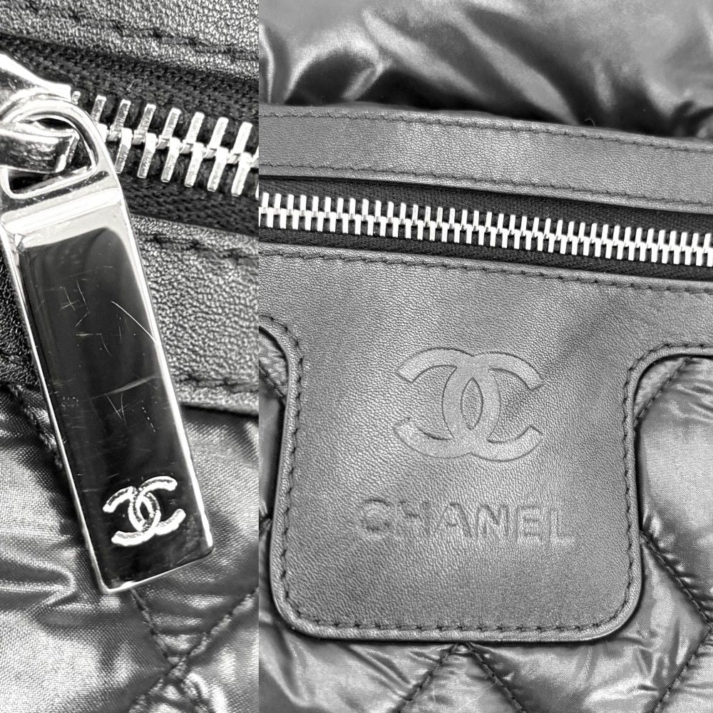 Chanel Handbag Coco Cocoon PM Reversible Tote CC Logo Quilted Nylon Black — view 8