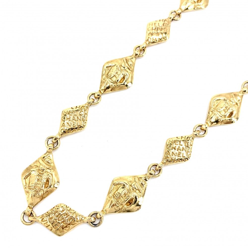 Chanel Necklace CC Logo Mademoiselle Long Gold Plated