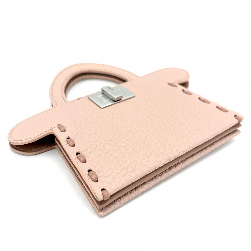 Fendi Card Case Peekaboo Selleria Set Era Leather Pink Silver — view 3